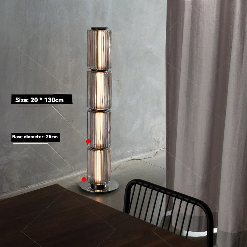 Nordic LED Stand Lighting Smoke Glass Floor Lamp