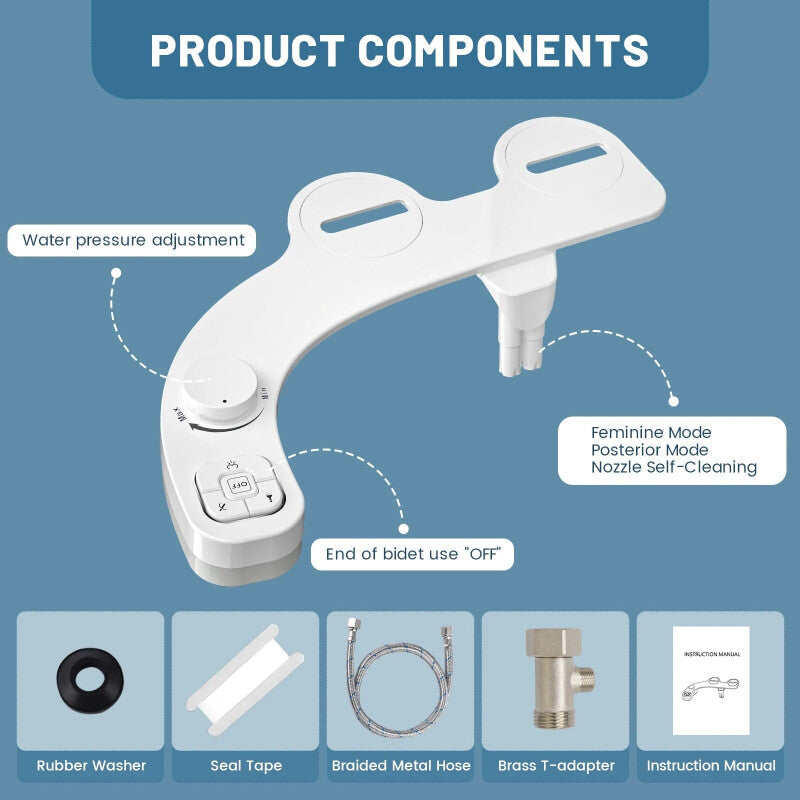 Toilet Seat Accessory Self-Cleaning Double Nozzle