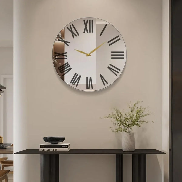 Metal Modern Mirrow No Tick Silent Wall Clock