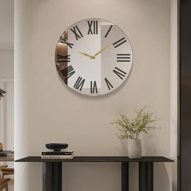 Metal Modern Mirrow No Tick Silent Wall Clock