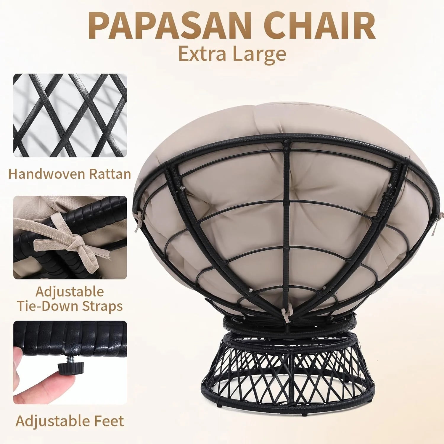 Round 360° Swivel Rattan Thick Cushion Chair