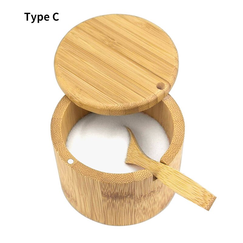 Bamboo Wooden Round Spice Jar