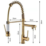 Dual Spout Handles Pull Down Deck Mounted Kitchen Sink Faucet