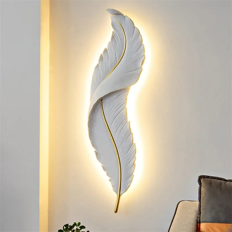 Modern Golden Feather LED Wall Lamp