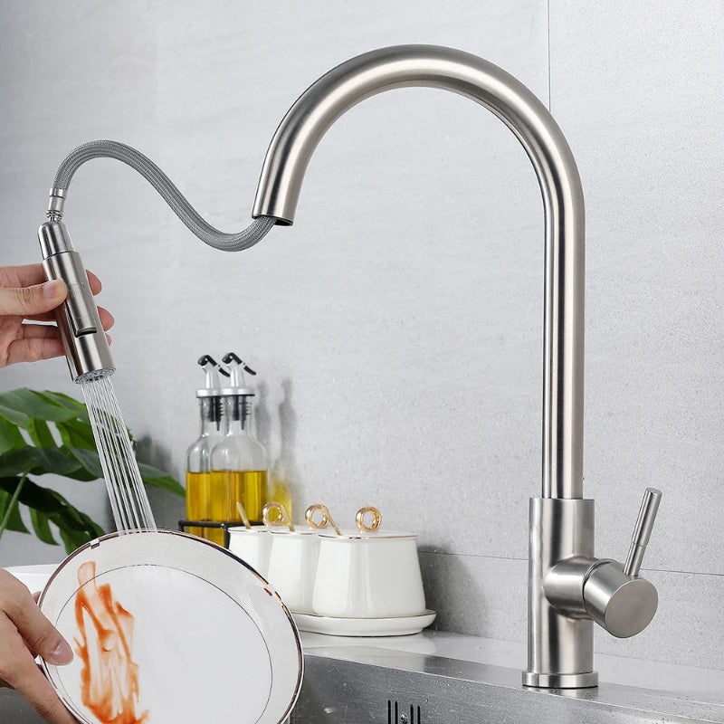 Two Function Single Handle Pull Out Deck Mounted Faucet