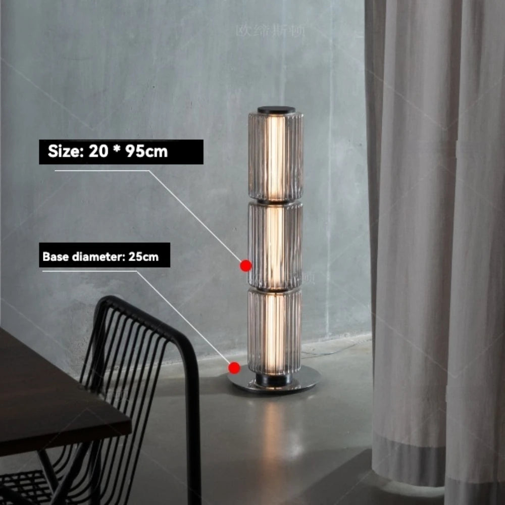 Nordic LED Stand Lighting Smoke Glass Floor Lamp