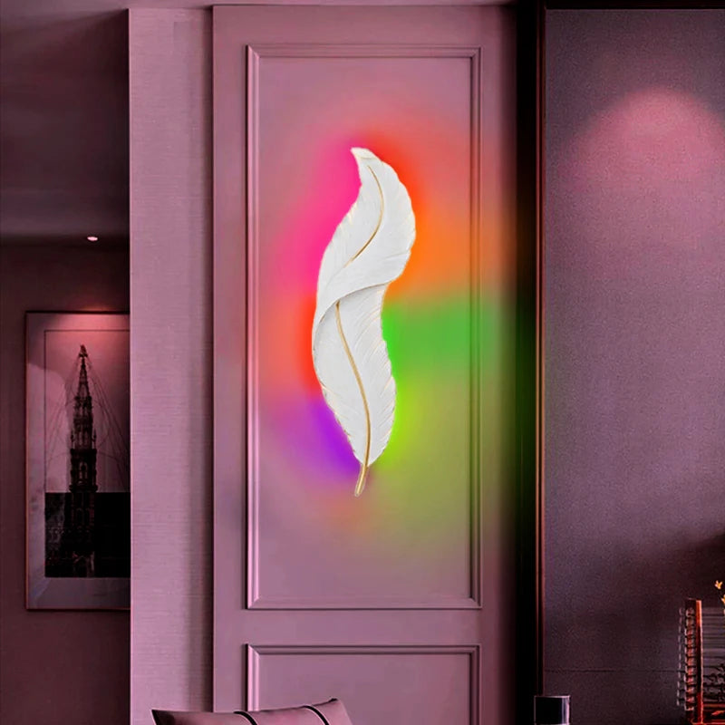 Modern Golden Feather LED Wall Lamp