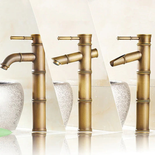 Brass Basin Tap Hot Cold Two Pipes Bathroom Faucet