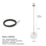 Clear Glass Ball Bedside Pendant Hanging Lamp