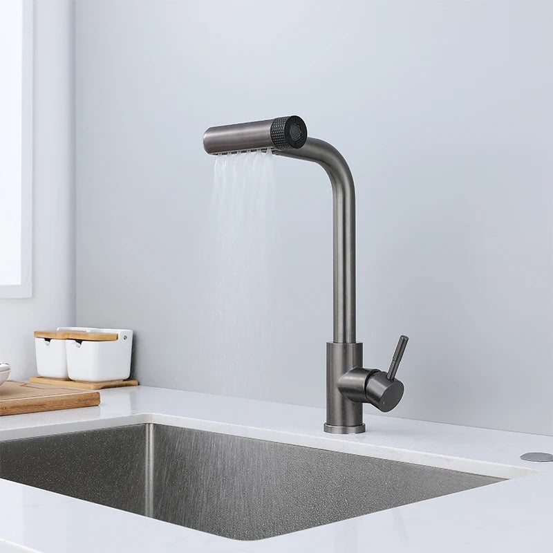 Retractable Pull Out Rotation Stream Sprayer Head Sink Faucet
