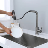 Retractable Pull Out Rotation Stream Sprayer Head Sink Faucet