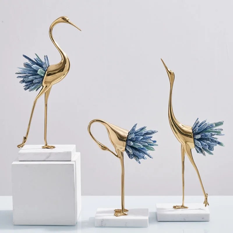 Swan and Artificial Crystal Ornaments Modern Minimalist