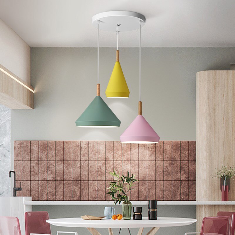 Nordic Multicolour Lustre Pendant Lamp Modern Personality Simple Restaurant Kitchen Bar Decoration E27 Light Fixtures