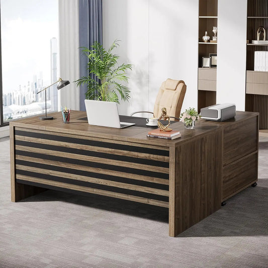 L Shaped Office Storage Shelves Desk