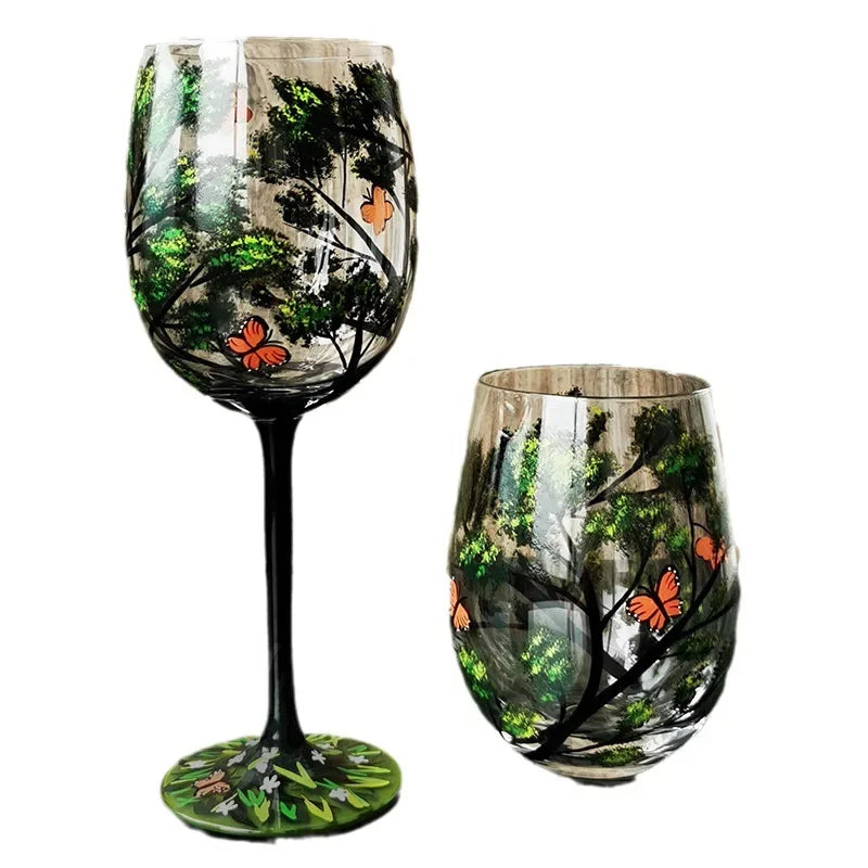 Creative Hand Painted Flower Glass Cocktail Cup