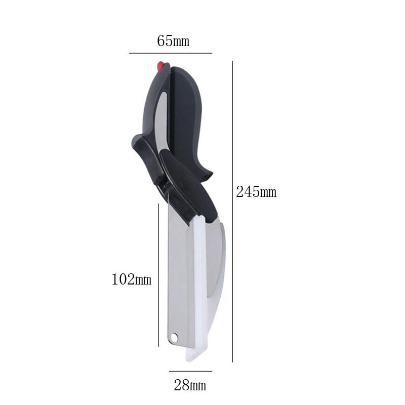 2 In 1 Multi Kitchen Tool Knife Stainless Steel Cutting Scissors