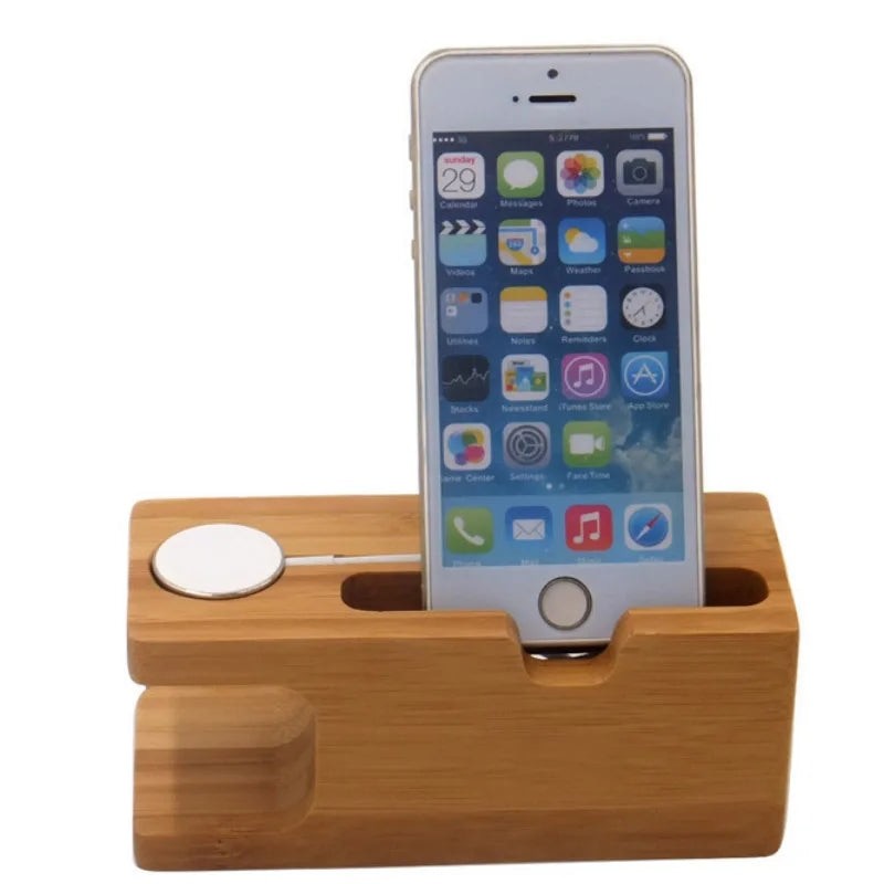 Wooden Charging Base for Apple Watch Phone Holder