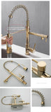 Dual Spout Handles Pull Down Deck Mounted Kitchen Sink Faucet