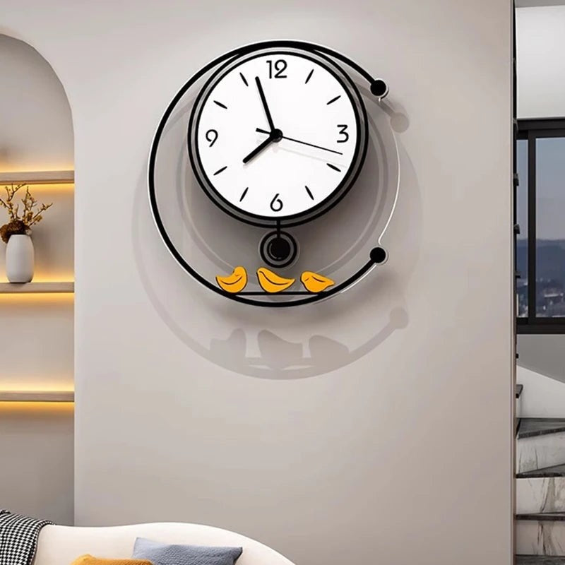 3D Round Wall Clock With Pendulum Modern Designs