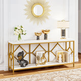 2 Tier Console Storage Open Shelves Behind Couch Table