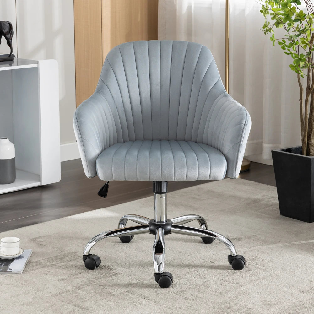 Adjustable Leisure Velvet Wheels Office Chair