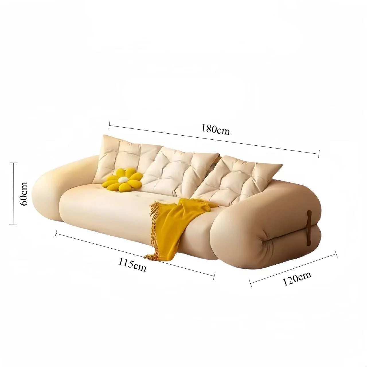 Compressed Folding Double Sleep Rounded Armrest Sofa