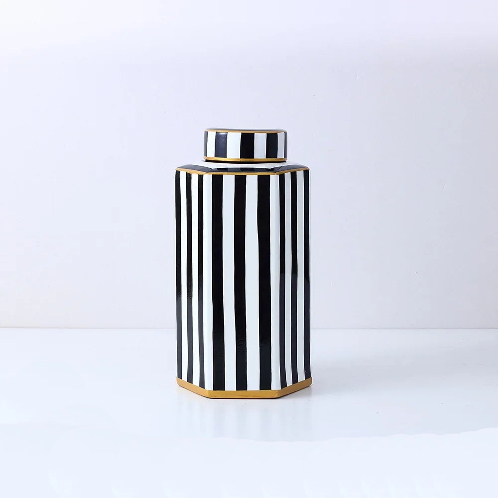 Hexagonal Striped Grid Pot Modern Minimalist Vase