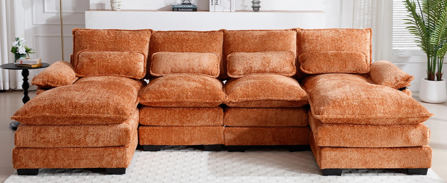 Recliner Sectional U Shaped Modular Cloud Couch Sofa