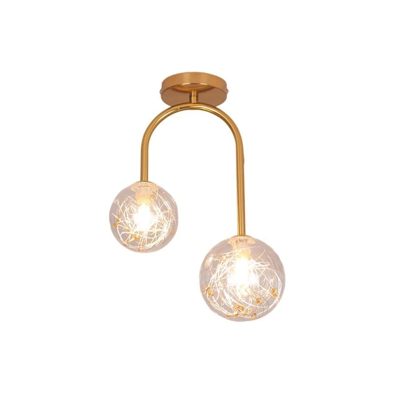 Modern LED Double Headed Glass Ball Ceiling Lamp