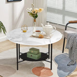 Round Coffee Accent 2 Tier Metal Table