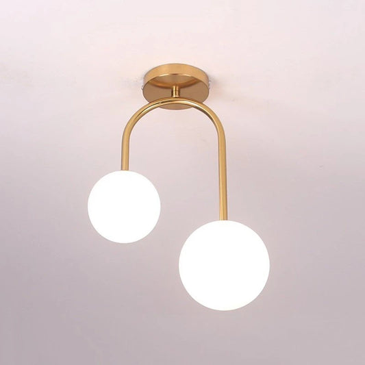 Modern LED Double Headed Glass Ball Ceiling Lamp