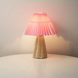 Pleated Rattan Dimmable Table Lamp