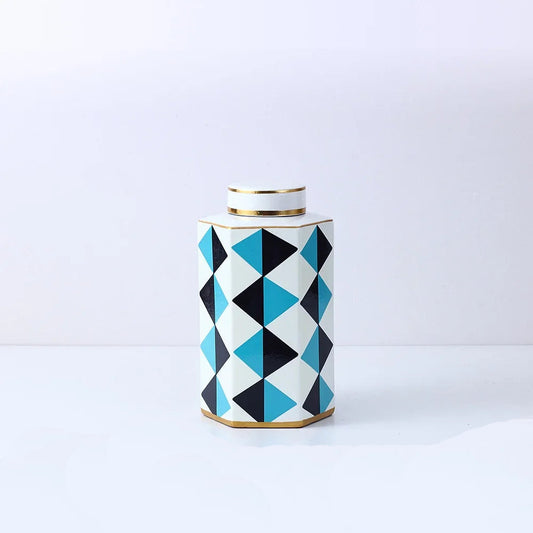 Hexagonal Striped Grid Pot Modern Minimalist Vase