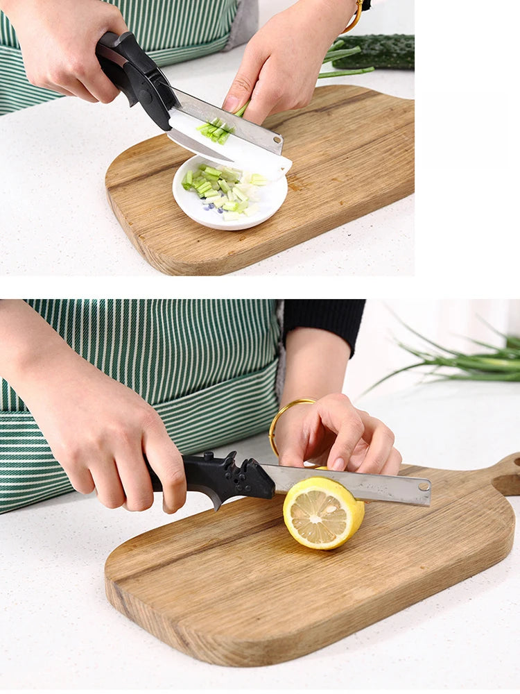 2 In 1 Multi Kitchen Tool Knife Stainless Steel Cutting Scissors