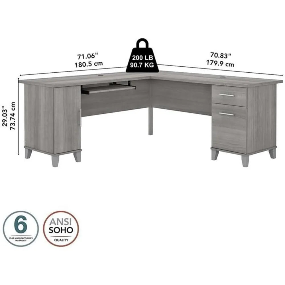 Corner L Shaped Storage Keyboard Shelf Office Desk