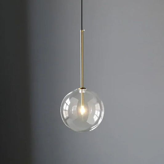 Clear Glass Ball Bedside Pendant Hanging Lamp