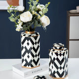 Hexagonal Striped Grid Pot Modern Minimalist Vase