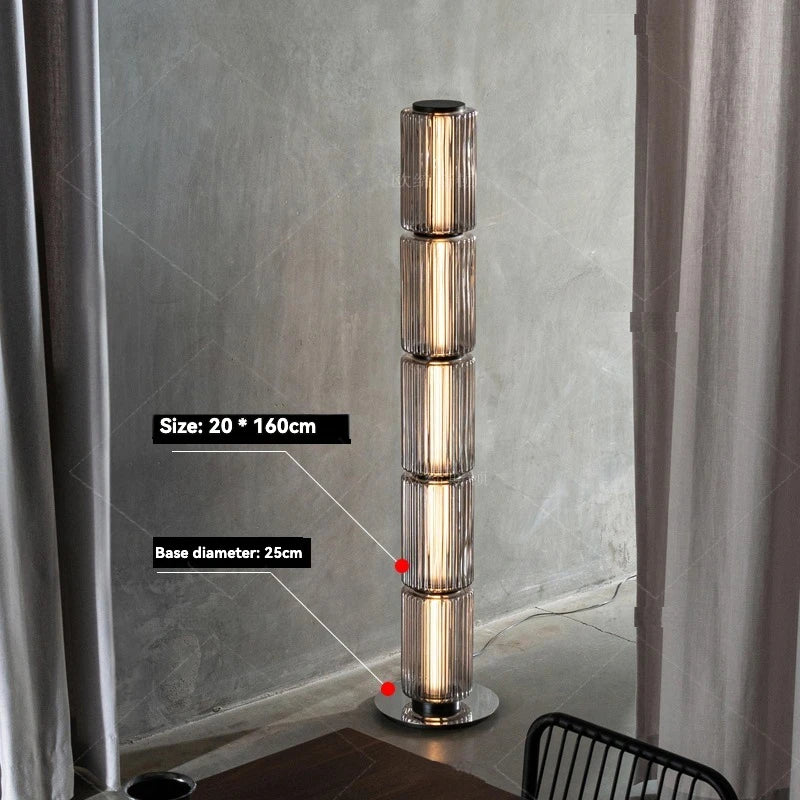 Nordic LED Stand Lighting Smoke Glass Floor Lamp