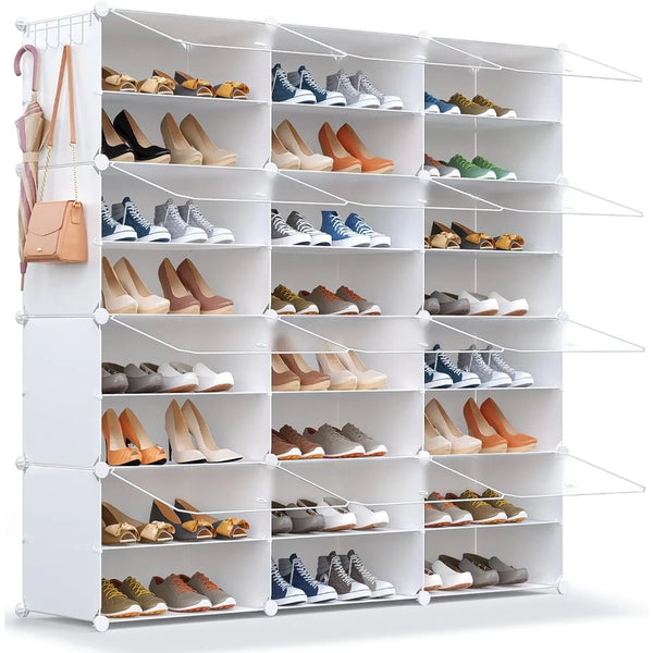48 Pairs Shoe Storage Cabinet with Plastic Shelves with Door