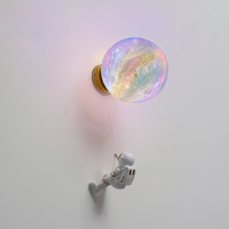 Moon Minimalist Beside Astronaut  Wall Lamp