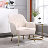 Accent Upholstered Armchair Tufted Metal Legs Chair