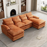 Chenille U Shape Modular Double Chaise Sectional Sofa