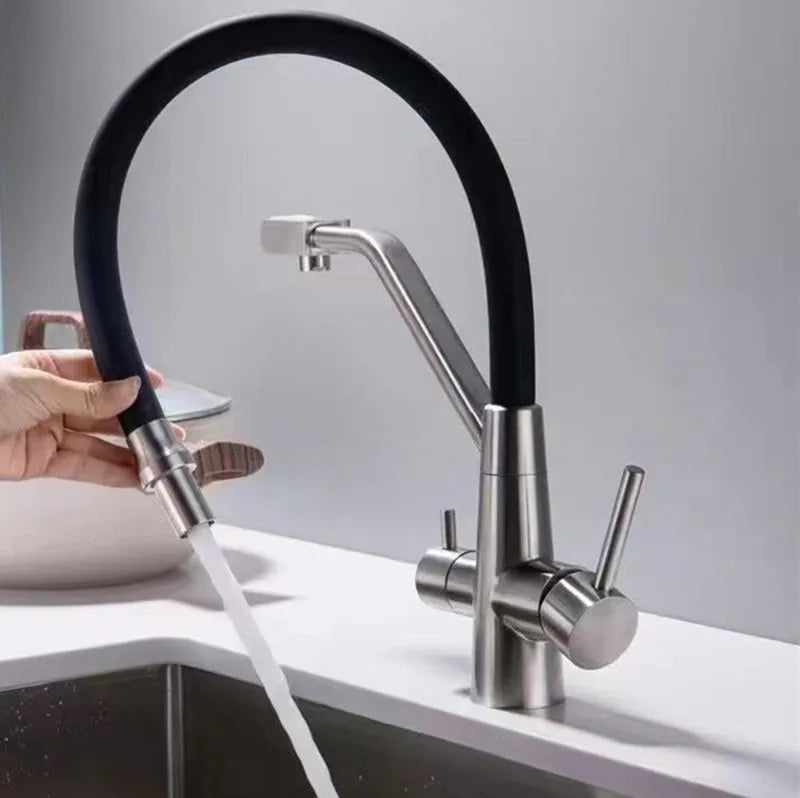 3 Way Kitchen Tap Extendible Shower Head 360° Faucet