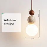 Bedside Led Chandelier Stone Wood Pendant Lamp