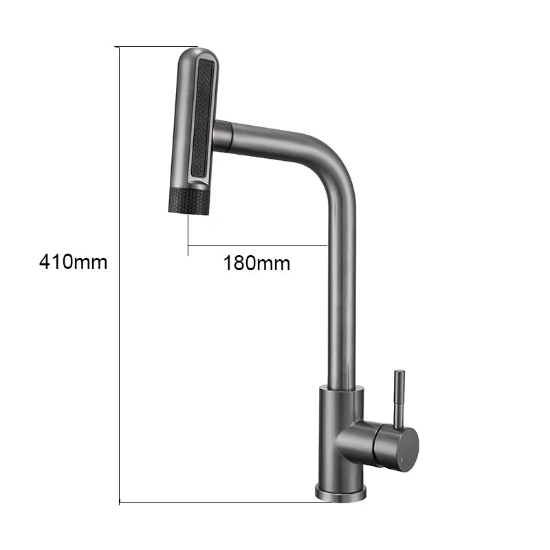 Retractable Pull Out Rotation Stream Sprayer Head Sink Faucet