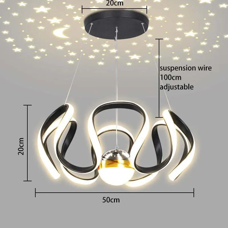 Nordic Abstract LED Bulbs Hanging Pendant Chandelier