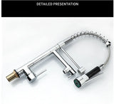 Dual Spout Handles Pull Down Deck Mounted Kitchen Sink Faucet