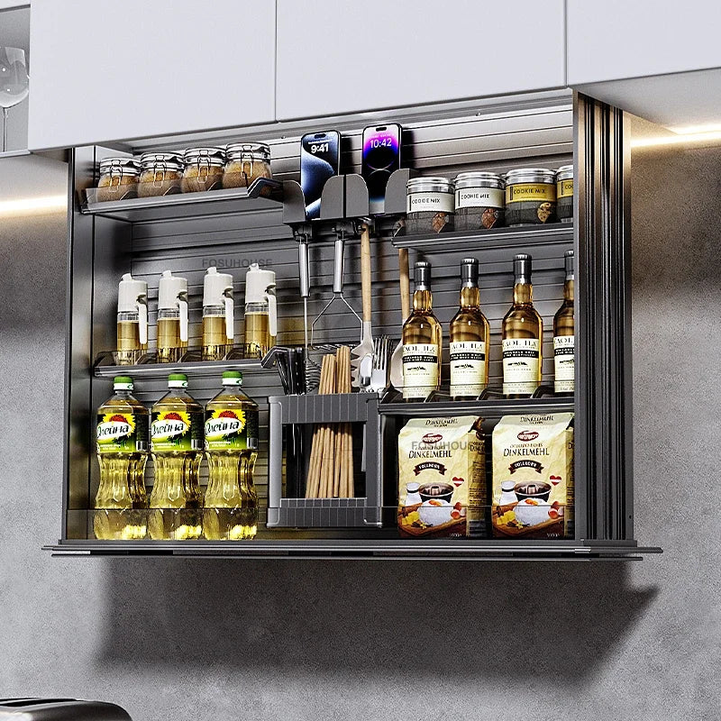 Touch Lift Wall Modern Kitchen Storage Organizer Cabinet