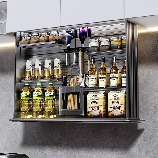 Touch Lift Wall Modern Kitchen Storage Organizer Cabinet