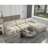 L-Shaped Modular Sectional Sofa with Ottomans, Four-Seater Living Room Couch